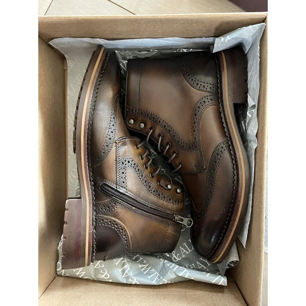 New Johnston & Murphy XC Flex Connelly Wingtip Boot Brown Leather Men Sz 8 Eu 41